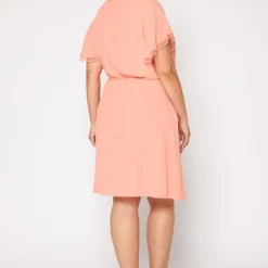 Nurode Plus Size Womens Elegant Peach Wrap Dress -Femme Avid Sales Store 2003567 144 3