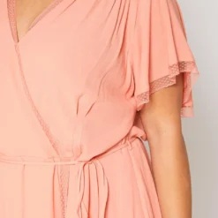 Nurode Plus Size Womens Elegant Peach Wrap Dress -Femme Avid Sales Store 2003567 144 4