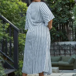 Nurode Plus Size Lace Trim Tie Front Maxi Dress -Femme Avid Sales Store 2003572 302 3