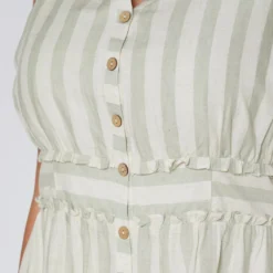 Nurode Plus Size Sleeveless Button Down Stripe Dress -Femme Avid Sales Store 2003579 151 5