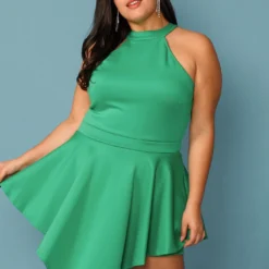 Plus Size Halter Neck Party Dress