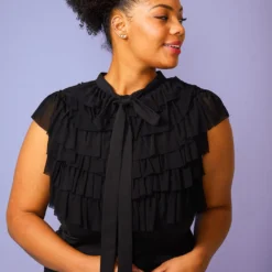 Plus Size Ruffle Front Tie Neck Romper -Femme Avid Sales Store 2005087 001 4