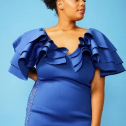 Plus Size Layered Ruffle Shoulder Party Dress -Femme Avid Sales Store 2005109 188 3