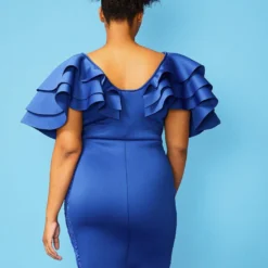 Plus Size Layered Ruffle Shoulder Party Dress -Femme Avid Sales Store 2005109 188 4