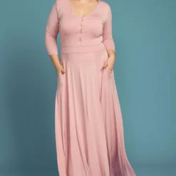 Plus Size Button Front Soft Maxi Dress
