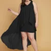 Plus Size Hi-Lo Chiffon Sleeveless Dress