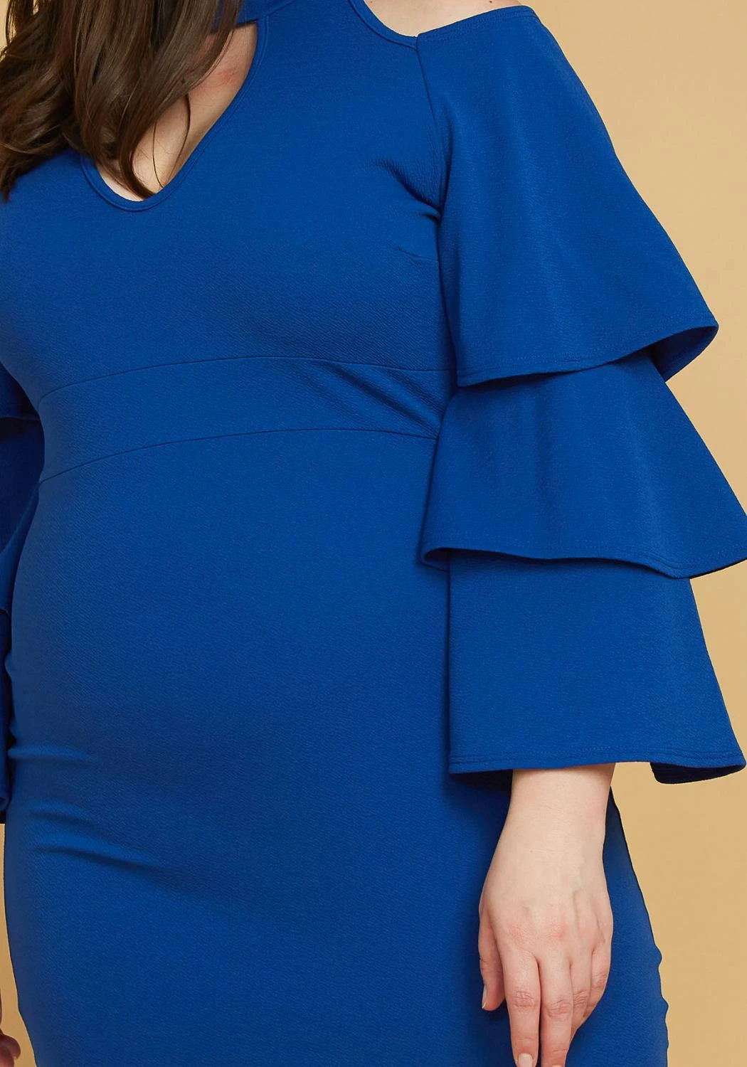 Plus Size Shoulder Cutout Layered Ruffle Sleeve Dress 4 Plus Size Shoulder Cutout Layered Ruffle Sleeve Dress - Image 4