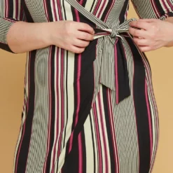 Plus Size Stripe Wrap Midi Dress -Femme Avid Sales Store 2005449 187 3