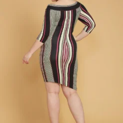 Plus Size Stripe Wrap Midi Dress -Femme Avid Sales Store 2005449 187 4