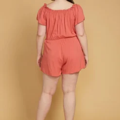 Asoph Plus Size Elastic Waist Off Shoulder Romper -Femme Avid Sales Store 2005455 186 2