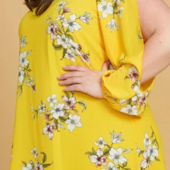 Asoph Plus Size Slit Sleeve Floral Tunic Dress -Femme Avid Sales Store 2005465 105 2