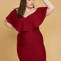 Asoph Plus Size Ribbed Off Shoulder Mini Party Dress