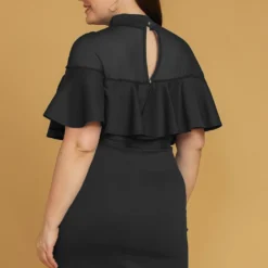 Asoph Plus Size Mesh Mock Neck Ruffle Mini Dress 5 Asoph Plus Size Mesh Mock Neck Ruffle Mini Dress -Femme Avid Sales Store 2005521 001 2