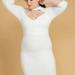 Plus Size Choker Neck Strappy Bodycon Dress