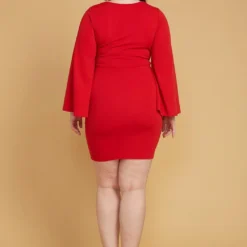 Asoph Plus Size V-Neck Flared Sleeve Dress -Femme Avid Sales Store 2005525 110 3