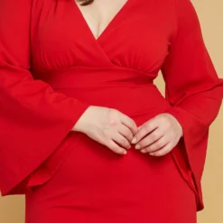 Asoph Plus Size V-Neck Flared Sleeve Dress -Femme Avid Sales Store 2005525 110 4