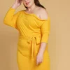Asoph Plus Size One Shoulder Tie Waist Dress