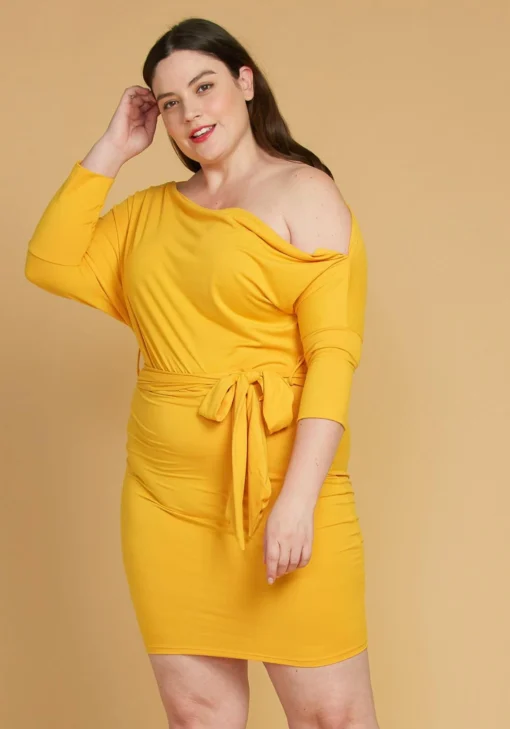 Asoph Plus Size One Shoulder Tie Waist Dress 4 Asoph Plus Size One Shoulder Tie Waist Dress -Femme Avid Sales Store 2005600 105 1