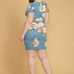 Asoph Plus Size Cross Front Floral Bodycon Dress -Femme Avid Sales Store 2005610 167 3