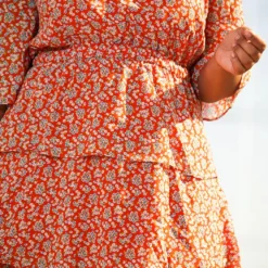 Pleione Plus Size Womens Red Floral Tier Layered Chiffon Dress -Femme Avid Sales Store 2006704 110 4