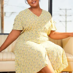 Pleione Plus Size Womens Floral Patterned Button Down Maxi Dress