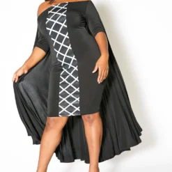 Asoph Plus Size Off Shoulder Cape Dress