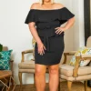 Asoph Plus Size Womens Off Shoulder Peplum Dress