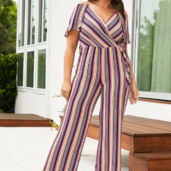 Asoph Plus Size Stripe Jumpsuit