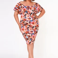 Asoph Plus Size Off Shoulder Garden Dress