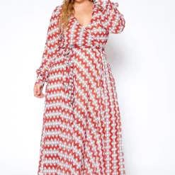 Asoph Plus Size Multi Print Wrap Maxi Dress