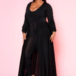 Asoph Plus Size Caped Solid Fitted Jumpsuit -Femme Avid Sales Store 2010494 001 3