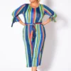 Asoph Curvy Womens Over The Rainbow Striped Jumpsuit