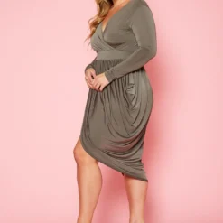 Plus Size Harem Draped Fit & Flare Midi Dress -Femme Avid Sales Store 2011006 003 3