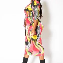 Asoph Plus Size Vibrant Marbled Womens Bodycon Midi Dress -Femme Avid Sales Store 2011580 148 1