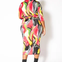 Asoph Plus Size Vibrant Marbled Womens Bodycon Midi Dress -Femme Avid Sales Store 2011580 148 2