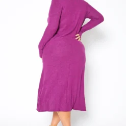 Plus Size Asymmetric Long Sleeve Midi Dress -Femme Avid Sales Store 2011582 187 2