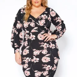 Asoph Plus Size Blush Flower Wrap Dress -Femme Avid Sales Store 2014097 001 0