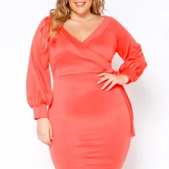 Asoph Plus Size Neon Wrap Party Dress
