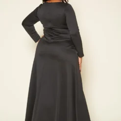 Plus Size Classic Square Neck Long Sleeve Maxi Dress -Femme Avid Sales Store 2014193 001 4
