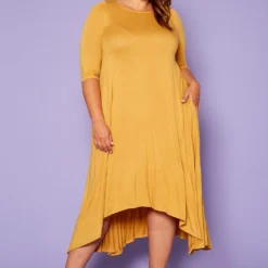 Asoph Plus Size Asymmetric Cut Fit & Flare Midi Dress