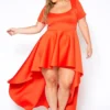 Asoph Plus Size Flattering Orange High Low Maxi Dress