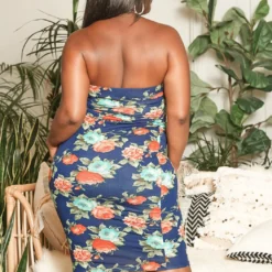 Asoph Plus Size Antique Floral Print Bodycon Tube Dress -Femme Avid Sales Store 2015222 117 3