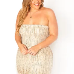 Asoph Plus Size Dazzling Sequin Bodycon Mini Dress