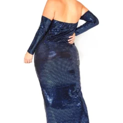 Asoph Plus Size Blue Metallic Off Shoulder Maxi Dress -Femme Avid Sales Store 2016614 117 4
