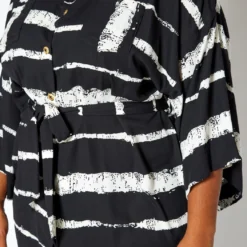 Asoph Plus Size Abstract Striped Button Front Mini Dress -Femme Avid Sales Store 2017008 001 5