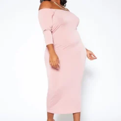 Asoph Plus Size Sincere Off Shoulder Bodycon Maxi Dress