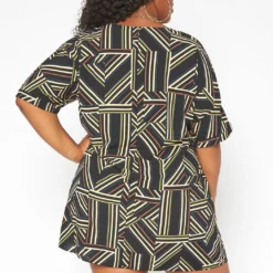 Asoph Plus Size Geometrical Striped Tee Shirt Mini Dress -Femme Avid Sales Store 2017673 001 3