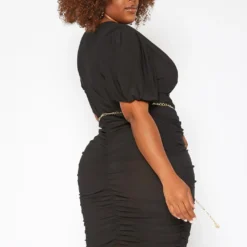 Asoph Plus Size Ruched Bodycon Mini Dress With Waist Chain -Femme Avid Sales Store 2017786 001 2