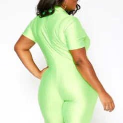 Asoph Plus Size Neon Zip Front Biker Romper -Femme Avid Sales Store 2018216 152 2