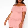 Asoph Plus Size Basic Off Shoulder Bodycon Mini Dress
